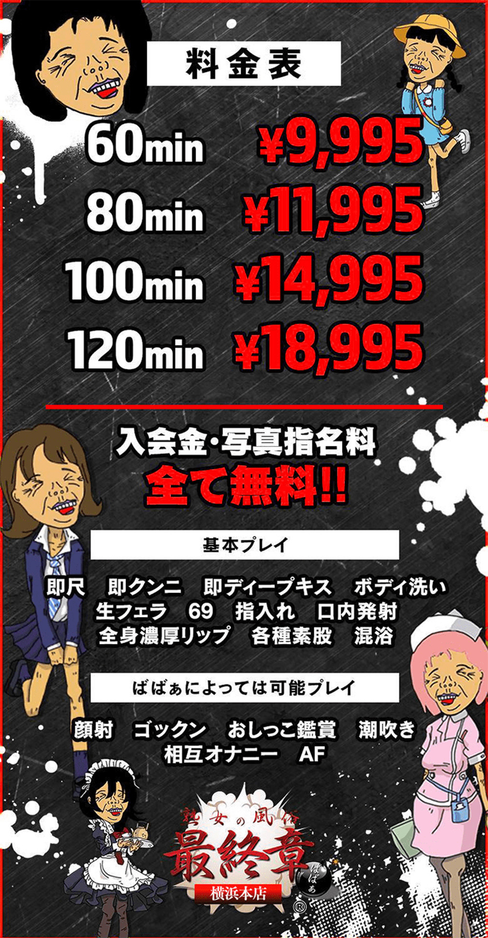 実録！熟女の風俗最終章 横浜本店の料金システム