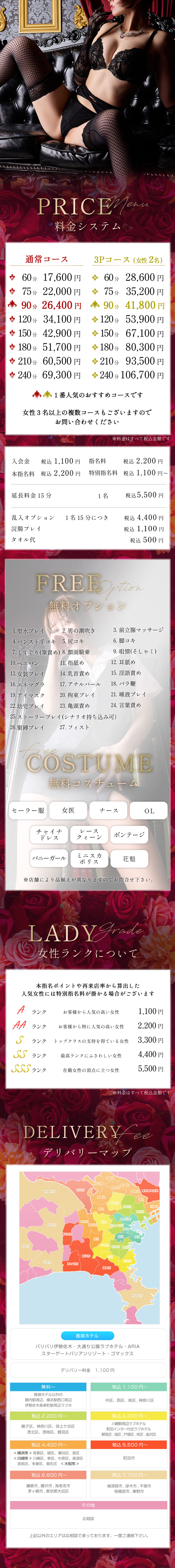 横浜痴女性感フェチ倶楽部の料金システム